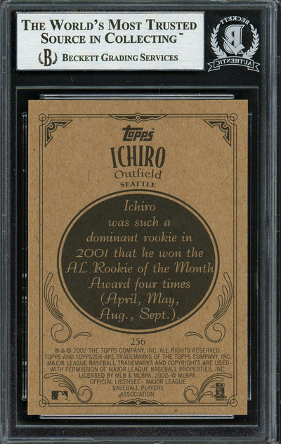Ichiro Suzuki Autographed 2002 Topps 206 Card #256B Seattle Mariners Beckett BAS Stock #191252