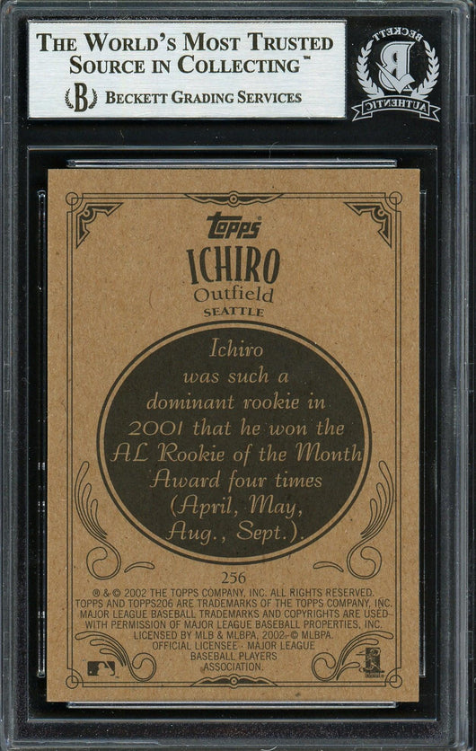 Ichiro Suzuki Autographed 2002 Topps 206 Card #256B Seattle Mariners Beckett BAS Stock #191252
