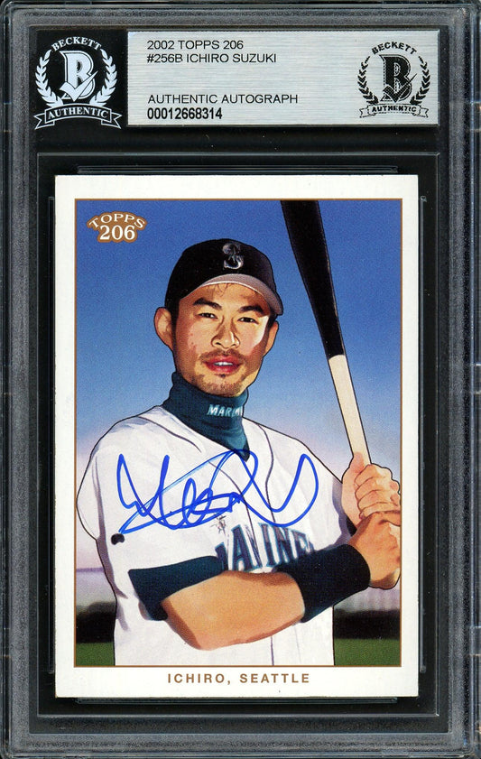 Ichiro Suzuki Autographed 2002 Topps 206 Card #256B Seattle Mariners Beckett BAS Stock #191252