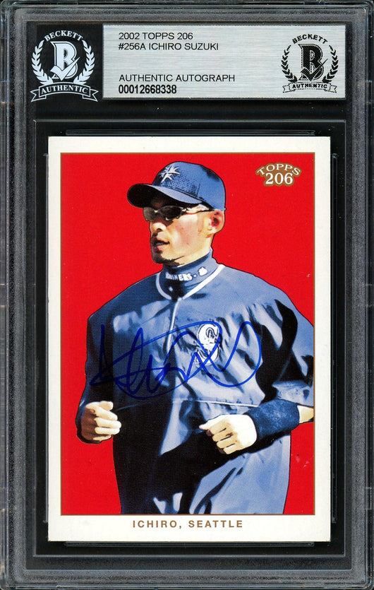 Ichiro Suzuki Autographed 2002 Topps 206 Card #256A Seattle Mariners Beckett BAS Stock #191253