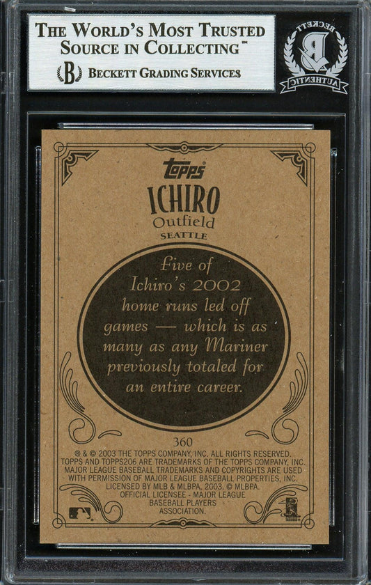 Ichiro Suzuki Autographed 2003 Topps 206 Card #360 Seattle Mariners Beckett BAS Stock #191266