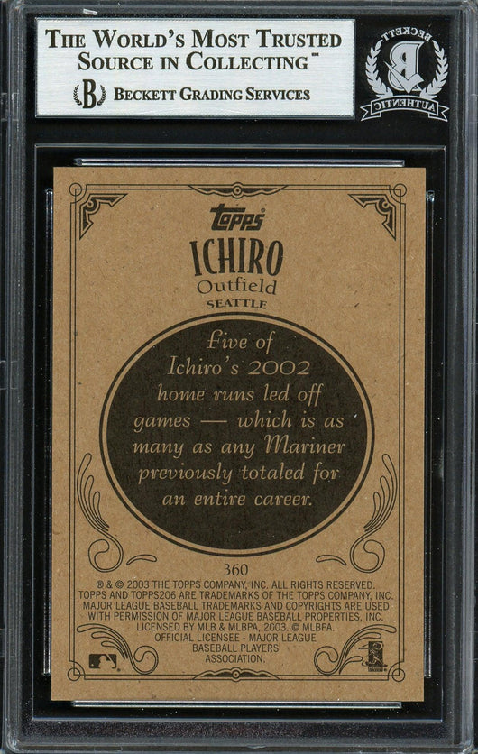 Ichiro Suzuki Autographed 2003 Topps 206 Card #360 Seattle Mariners Beckett BAS Stock #191266