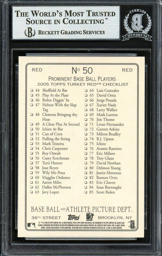 Ichiro Suzuki Autographed 2005 Topps Turkey Red Card #50 Seattle Mariners Beckett BAS #12668594