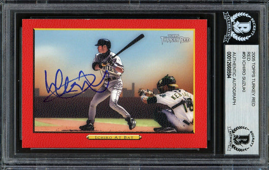 Ichiro Suzuki Autographed 2005 Topps Turkey Red Card #50 Seattle Mariners Beckett BAS #12668594