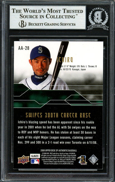 Ichiro Suzuki Autographed 2008 SP Authentic Achievements Card #AA-28 Seattle Mariners Beckett BAS #12668892