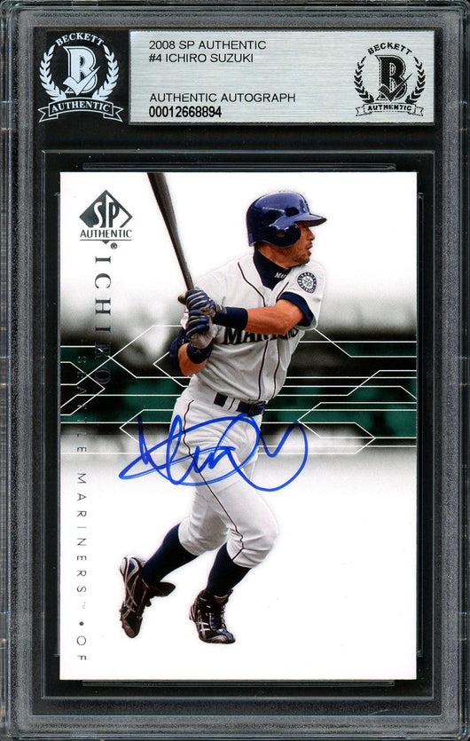 Ichiro Suzuki Autographed 2008 SP Authentic Card #4 Seattle Mariners Beckett BAS #12668894