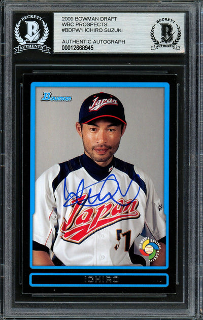 Ichiro Suzuki Autographed 2009 Bowman Draft Card #BDPW1 Japan Beckett BAS Stock #191310