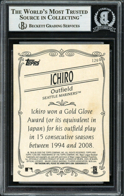 Ichiro Suzuki Autographed 2009 Topps 206 Card #129 Seattle Mariners Beckett BAS Stock #191313