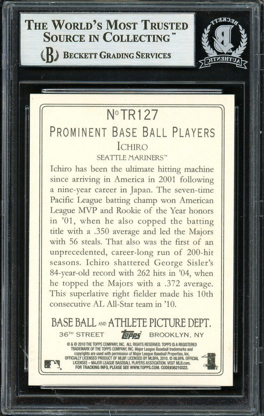 Ichiro Suzuki Autographed 2010 Topps Turkey Red Card #TR127 Seattle Mariners Beckett BAS #12669113