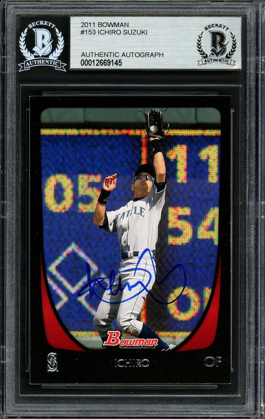 Ichiro Suzuki Autographed 2011 Bowman Card #153 Seattle Mariners Beckett BAS Stock #191330