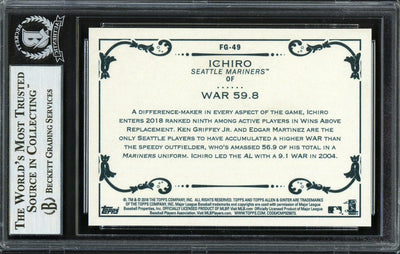 Ichiro Suzuki Autographed 2018 Topps Allen & Ginter Fantasy Goldmine Card #FG-49 Seattle Mariners Beckett BAS Stock #191394