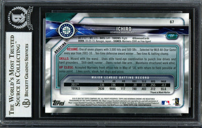 Ichiro Suzuki Autographed 2018 Bowman Chrome Card #67 Seattle Mariners Beckett BAS #12668034