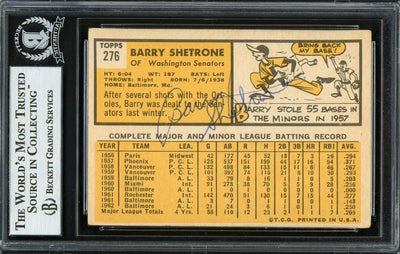 Barry Shetrone Autographed 1963 Topps Card #276 Washington Senators Signed Twice Beckett BAS #12666659