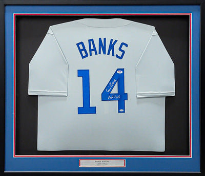 Chicago Cubs Ernie Banks Autographed Framed Gray Jersey "Mr. Cub" PSA/DNA Stock #202409