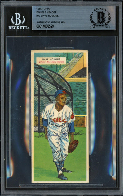 Dave Hoskins Autographed 1955 Topps Double Header Card #77 Cleveland Indians Died 1970 Beckett BAS #14066529