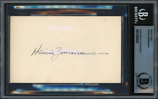 Heinie Zimmerman Autographed 3x5 Index Card Cubs, NY Giants Beckett BAS #14066624