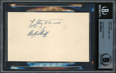 Lefty O'Doul & Bill Skiff Autographed 3x5 Index Card Beckett BAS #14066632