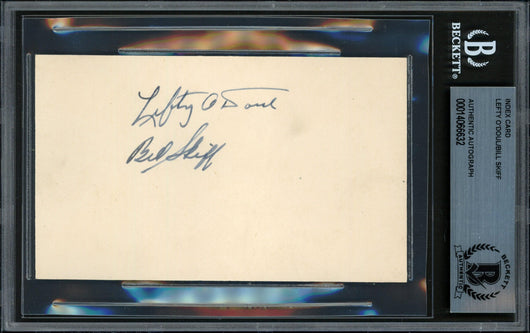 Lefty O'Doul & Bill Skiff Autographed 3x5 Index Card Beckett BAS #14066632