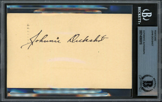 Johnny Johnnie Dickshot Autographed 3.25x5.5 Government Postcard Chicago White Sox Beckett BAS #14066916