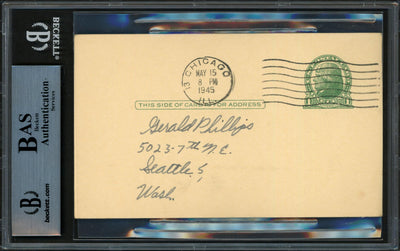 Johnny Johnnie Dickshot Autographed 3.25x5.5 Government Postcard Chicago White Sox Beckett BAS #14066916