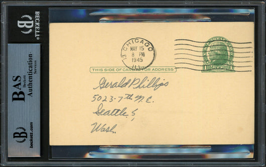 Johnny Johnnie Dickshot Autographed 3.25x5.5 Government Postcard Chicago White Sox Beckett BAS #14066916
