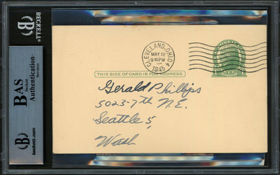 George Stirnweiss Autographed 3.25x5.5 Government Postcard New York Yankees Beckett BAS #14066925