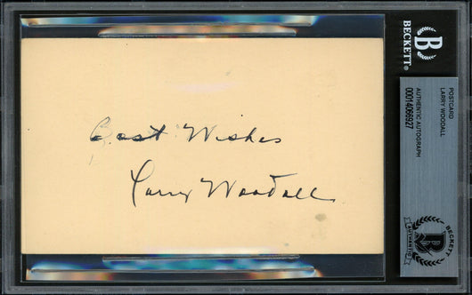 Larry Woodall Autographed 3.25x5.5 Government Postcard Detroit Tigers Beckett BAS #14066927