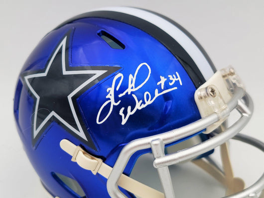 Herschel Walker Autographed Dallas Cowboys Flash Blue Speed Mini Helmet Beckett BAS QR Stock #202148
