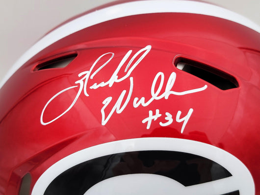 Herschel Walker Autographed Georgia Bulldogs Flash Red Full Size Authentic Speed Helmet "82 Heisman" Beckett BAS QR Stock #202152