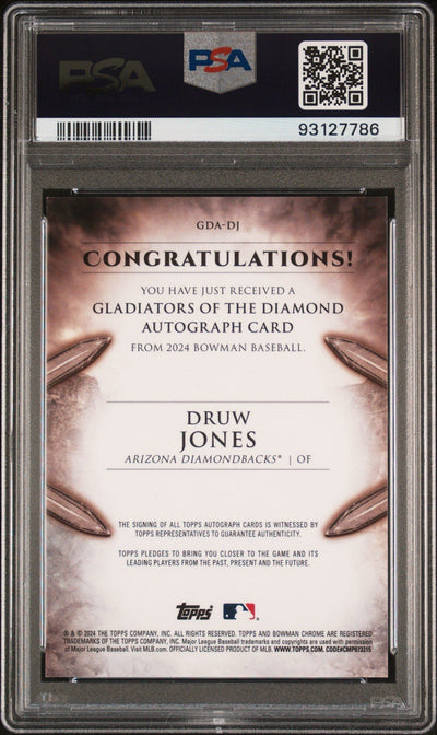 2024 Bowman Druw Jones #GDA-DJ SuperFractor 1/1 Parallel Rookie Chase PSA
