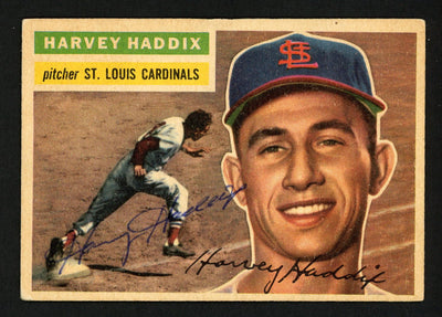 Harvey Haddix Autographed 1956 Topps Card #77 St. Louis Cardinals SKU #154369