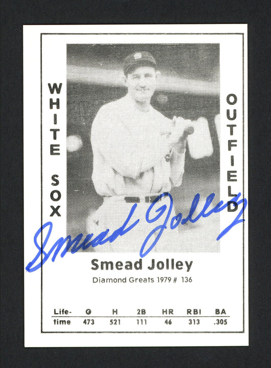 Smead Jolley Autographed 1979 Diamond Greats Card #136 Chicago White Sox SKU #165789
