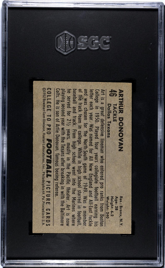 1952 Bowman Small Art Donovan #46 RC SGC 6