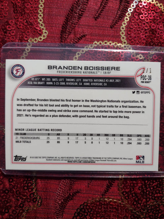2022 Topps Pro Debut Branden Boissiere #PD-36 SuperFractor