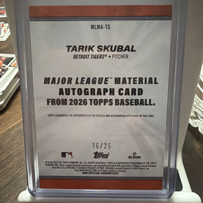 2026 Topps Series 1 Tarik Skubal #MLMA-TS Orange Parallel/Variety Memo