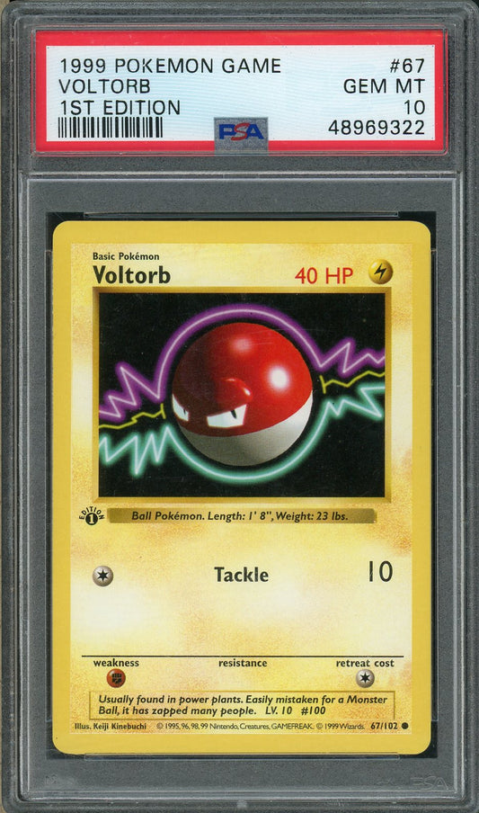 PSA (Gem MT 10) Voltorb #67 - 1st Edition Shadowless-  Pokemon Game (#48969322)