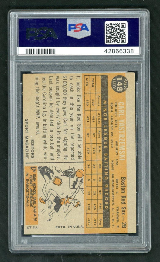 1960 Topps Rookie Star Carl Yastrzemski #148 PSA 5.5