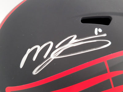 Mac Jones Autographed New England Patriots Eclipse Black Full Size Replica Speed Helmet Beckett BAS QR Stock #202964
