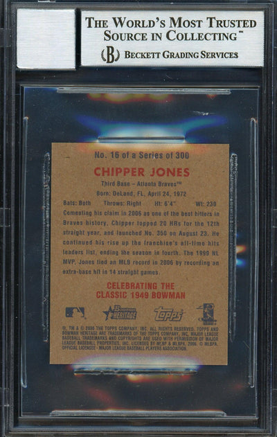 Chipper Jones Autographed 2006 Bowman Heritage Mini Card #16 Atlanta Braves Auto Grade Gem Mint 10 Beckett BAS #12745380