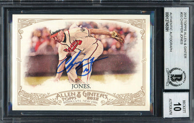 Chipper Jones Autographed 2012 Topps Allen & Ginter Card #33 Atlanta Braves Auto Grade Gem Mint 10 Beckett BAS #12745391