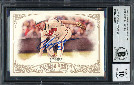 Chipper Jones Autographed 2012 Topps Allen & Ginter Card #33 Atlanta Braves Auto Grade Gem Mint 10 Beckett BAS #12745390