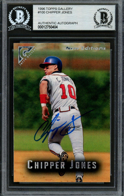 Chipper Jones Autographed 1996 Topps Gallery Card #100 Atlanta Braves Beckett BAS #12750404