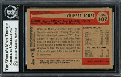 Chipper Jones Autographed 2002 Bowman Heritage Card #107 Atlanta Braves Beckett BAS #12750512