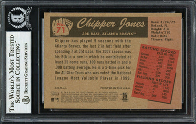 Chipper Jones Autographed 2003 Bowman Heritage Card #71 Atlanta Braves Beckett BAS #12750517