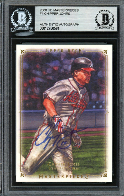 Chipper Jones Autographed 2008 Upper Deck Masterpieces Card #4 Atlanta Braves Beckett BAS #12750561