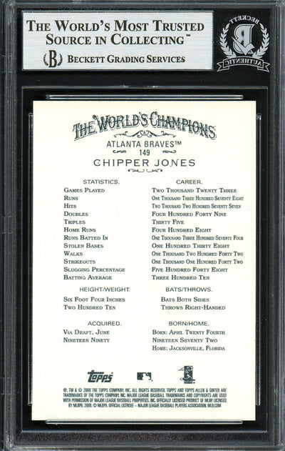 Chipper Jones Autographed 2009 Topps Allen & Ginter Card #149 Atlanta Braves Beckett BAS #12750565
