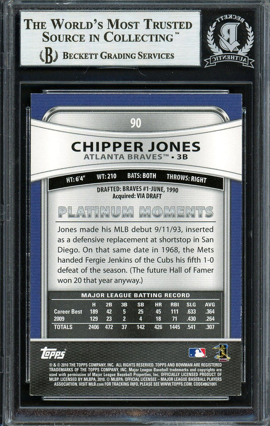 Chipper Jones Autographed 2010 Bowman Platinum Card #90 Atlanta Braves Beckett BAS #12750793