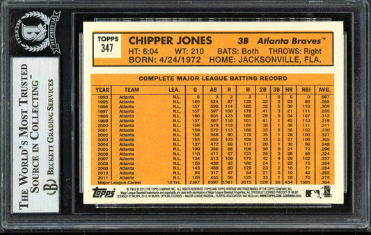 Chipper Jones Autographed 2012 Topps Heritage Card #347 Atlanta Braves Beckett BAS #12750808