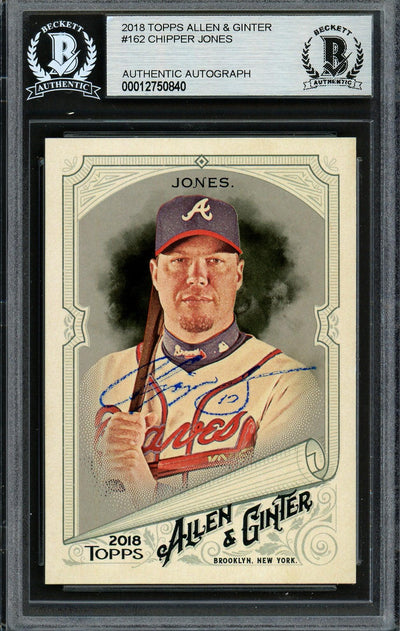 Chipper Jones Autographed 2018 Topps Allen & Ginter Card #162 Atlanta Braves Beckett BAS #12750840