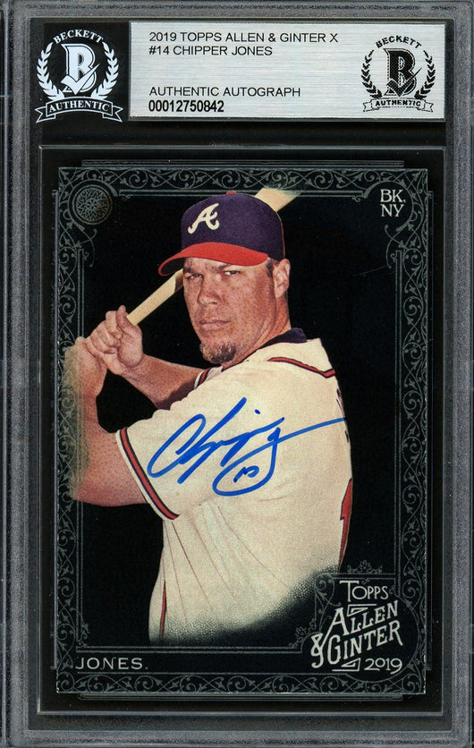 Chipper Jones Autographed 2019 Topps Allen & Ginter Black Card #14 Atlanta Braves Beckett BAS #12750842